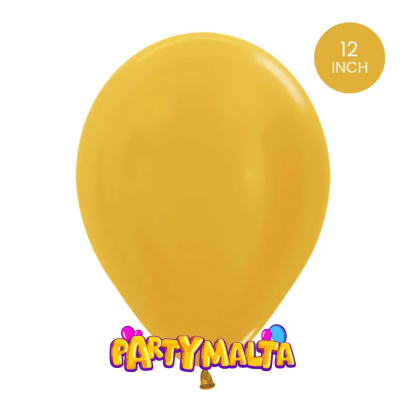 12 inch Metallic Gold Latex Balloon (Air fill or Helium)