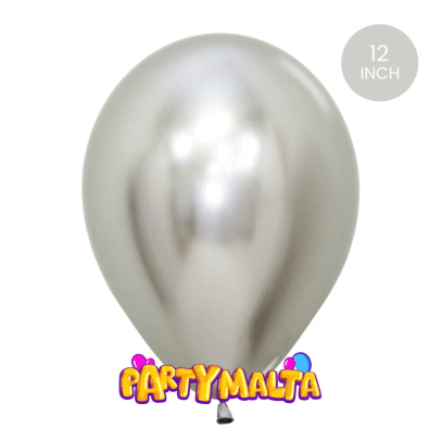 12 inch Metallic Silver Latex Balloon (Air fill or Helium)
