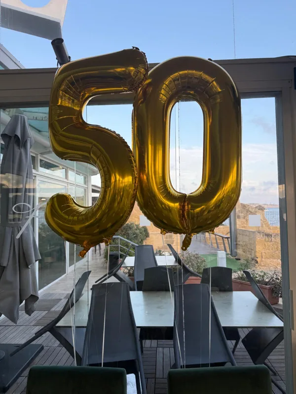 Fifty in gold — PartyMalta celebration setup