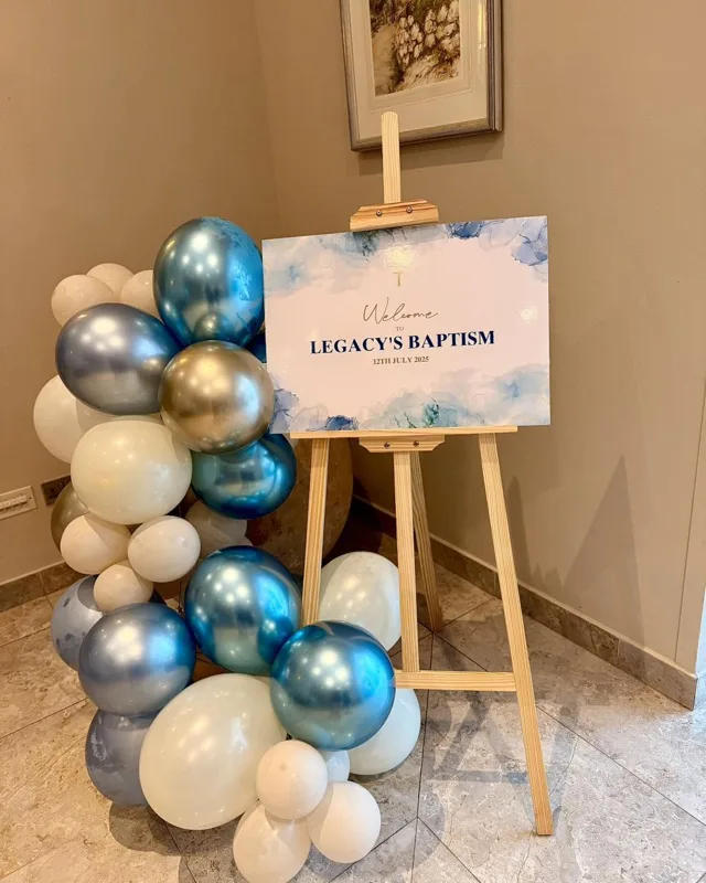 Blue & silver baptism — PartyMalta celebration setup