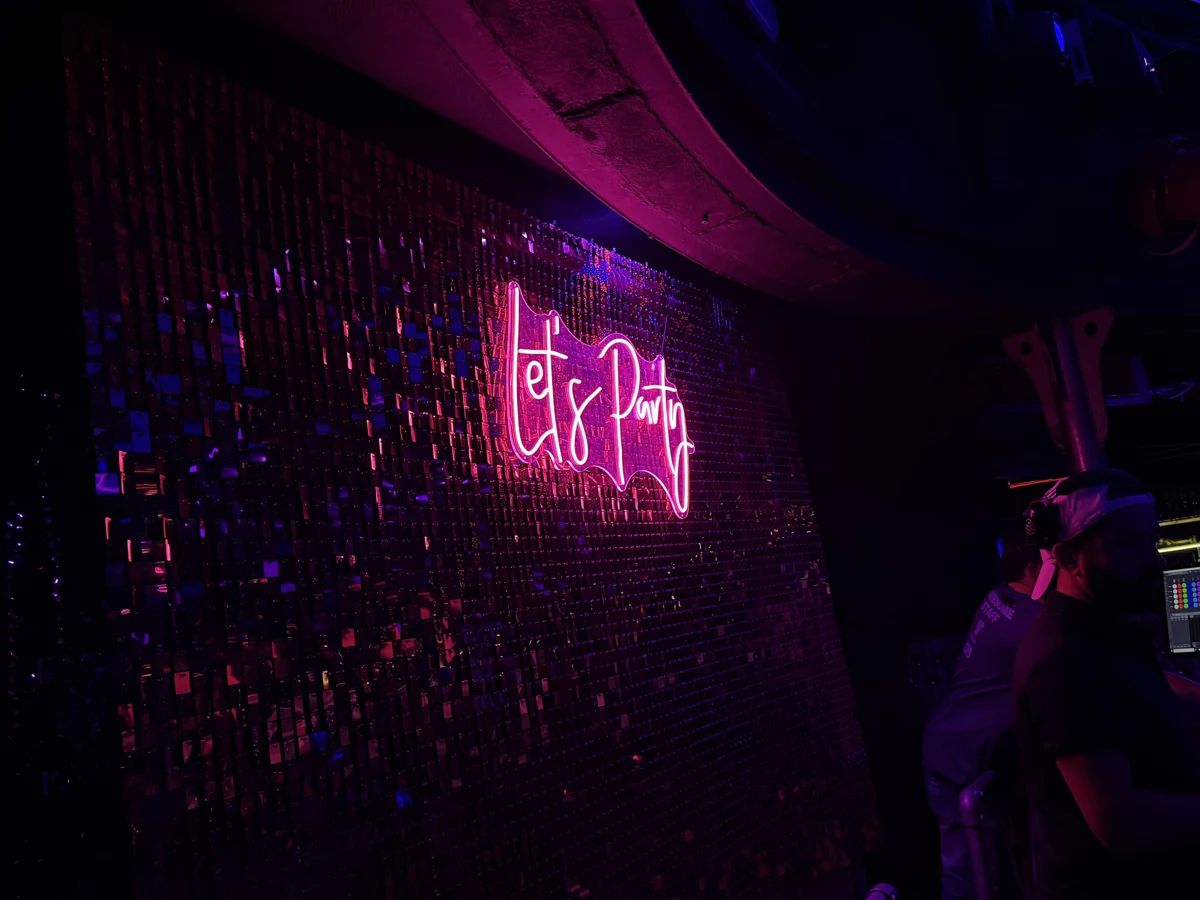 Let’s Party Neon Sign at a real event